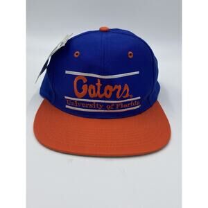 Vintage Univ of Florida Gators Hat Split Bar Script Logo Blue Snapback NEW 90s